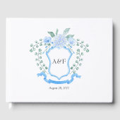 Floral Eucalyptus Monogram Crest Weddenschap Gastenboek (Voorkant)