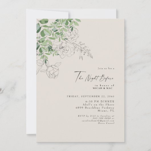 Floral Eucalyptus Pencil De nacht voor het huwelij Kaart (Voorkant)