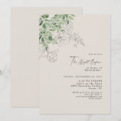 Floral Eucalyptus Pencil De nacht voor het huwelij Kaart (Voorkant / Achterkant)