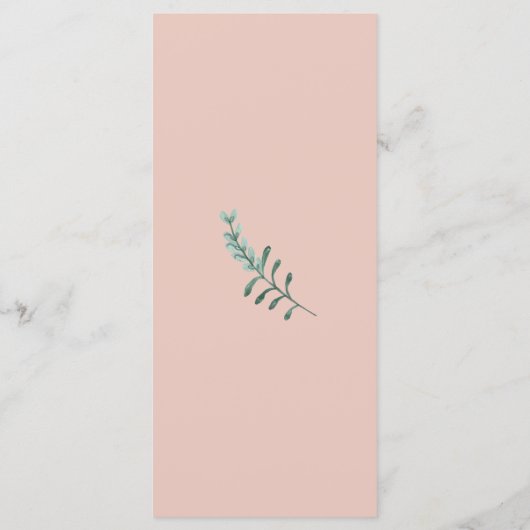 Floral eucalyptus roze groene bruiloft menu (Achterkant)