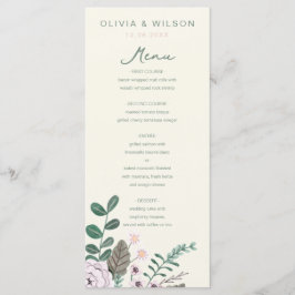 Floral eucalyptus roze groene bruiloft menu