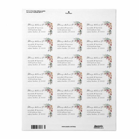 Floral Eucalyptus RSVP Envelope Adres Label (Full Sheet)
