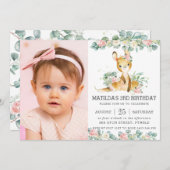 Floral Eucalyptus Schattige Kangoeroe Verjaardagsf Kaart (Voorkant / Achterkant)