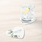 Floral Eucalyptus Script Weddenschap Opslaan Datum Kartonnen Onderzetters (Insitu)