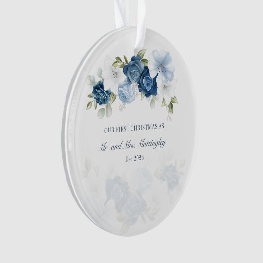 Floral Eucalyptus Succulent Couples Dusta Blue Ornament (voorkant)