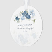 Floral Eucalyptus Succulent Couples Dusta Blue Ornament (voorkant)
