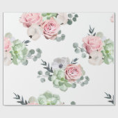 Floral Eucalyptus Succulent Weddenschap Wrapping P Cadeaupapier (Vlak)
