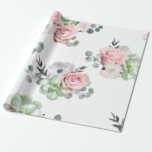 Floral Eucalyptus Succulent Weddenschap Wrapping P Cadeaupapier