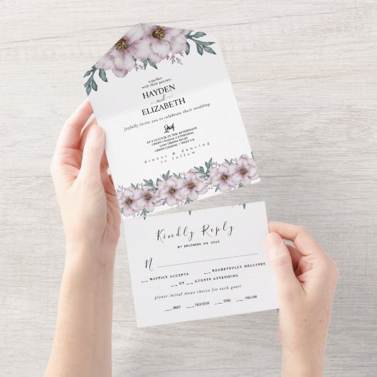 Floral Eucalyptus Summer Wedding All In One Uitnodiging (Afscheurbaar)