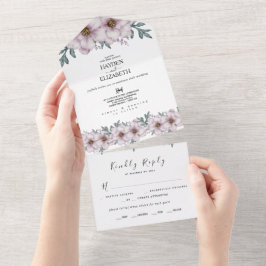Floral Eucalyptus Summer Wedding All In One Uitnodiging