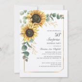 Floral Eucalyptus Sunflower Script 50th Birthday Kaart (Voorkant)