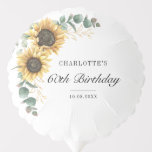 Floral Eucalyptus Sunflower Script 60th Birthday Ballon<br><div class="desc">Eucalyptus Sunflower Floral Script 60th Birthday Onderzetter dat u gemakkelijk kunt aanpassen met uw feestgegevens door op de knop "Personaliseren" te klikken. Met felgele bloemen en groen en moderne scripttypografie</div>