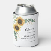 Floral Eucalyptus Sunflower Script 60th Birthday Blikjeskoeler (Blikje Voorkant)