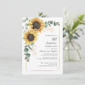 Floral Eucalyptus Sunflower Script 60th Birthday Kaart (Staand voorkant)