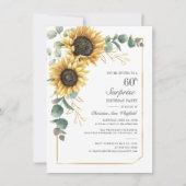 Floral Eucalyptus Sunflower Script 60th Birthday Kaart (Voorkant)