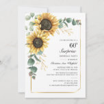 Floral Eucalyptus Sunflower Script 60th Birthday Kaart<br><div class="desc">Eucalyptus Sunflower Floral Script 60th Birthday Uitnodiging u kunt gemakkelijk aanpassen met uw partijdetails door de "Personalize"knoop te klikken. Met felgele florale en groene succulent met een goudfolie geometrisch lijst en moderne typografie</div>