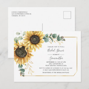 Floral Eucalyptus Sunflower Vrijgezellenfeest Uitnodiging Briefkaart