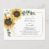 Floral Eucalyptus Sunflower Vrijgezellenfeest Uitnodiging Briefkaart (Voorkant)