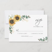 Floral Eucalyptus Sunflower WeddenrSVP-kaart Notitiekaartje (Voorkant)