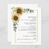 Floral Eucalyptus Sunflower Wedding Kaart (Voorkant / Achterkant)