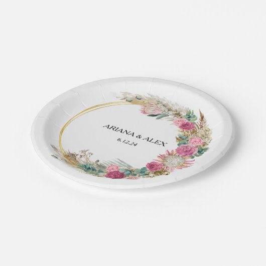 Floral Eucalyptus Trouwpapier Borden Papieren Bordje (Gekanteld)