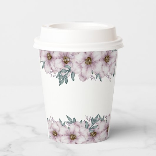 Floral Eucalyptus Trouwpapier Cup Papieren Bekers (Achterkant)