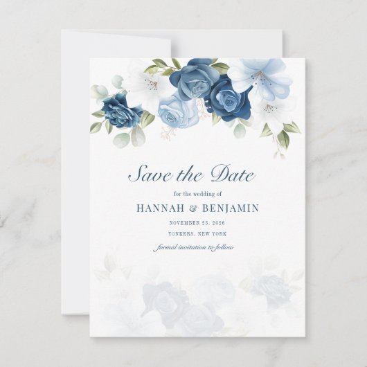 Floral Eucalyptus Waterverf Flowers Save the Date (Voorkant)