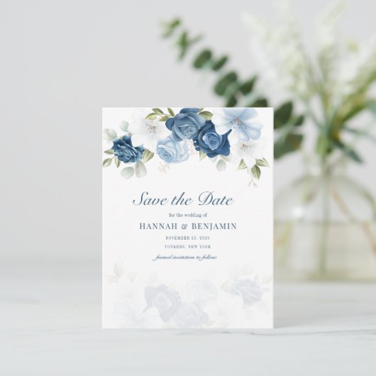 Floral Eucalyptus Waterverf Flowers Save the Date (Staand voorkant)