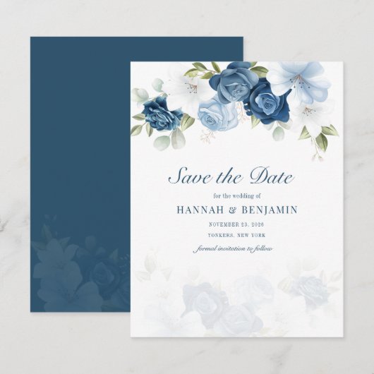 Floral Eucalyptus Waterverf Flowers Save the Date (Voorkant / Achterkant)