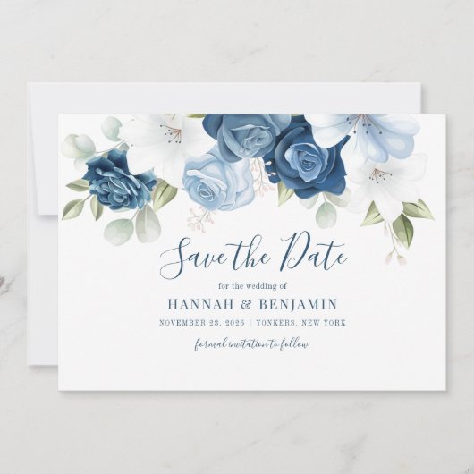 Floral Eucalyptus Waterverf Flowers Save The Date (Voorkant)