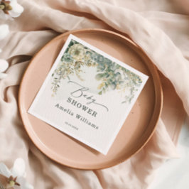 Floral Eucalyptus Waterverf Green Gold Servet