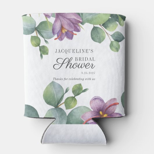 Floral Eucalyptus Waterverf Script Vrijgezellenfee Blikjeskoeler (Achterkant)