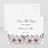 Floral Eucalyptus Wedding Bewaar de datum Briefkaart (Voorkant / Achterkant)