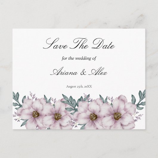 Floral Eucalyptus Wedding Bewaar de datum Briefkaart (Voorkant)