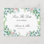 Floral Eucalyptus Wedding Bewaar de datum Briefkaart (Voorkant)