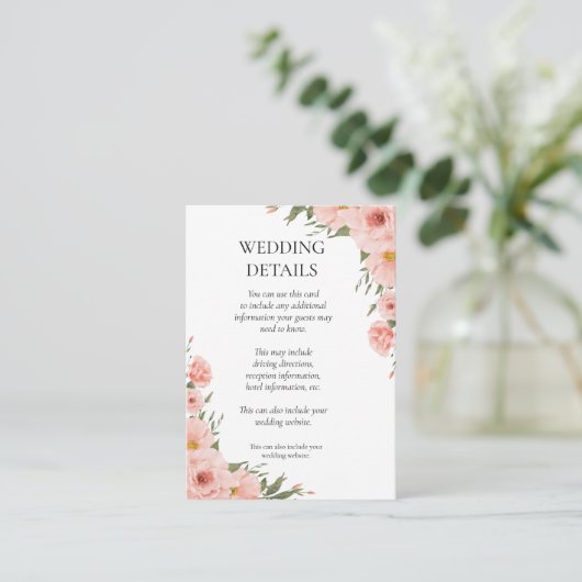 Floral Eucalyptus Wedding Informatiekaartje (Staand voorkant)