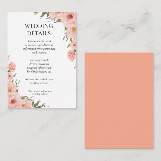 Floral Eucalyptus Wedding Informatiekaartje (Voorkant / Achterkant)