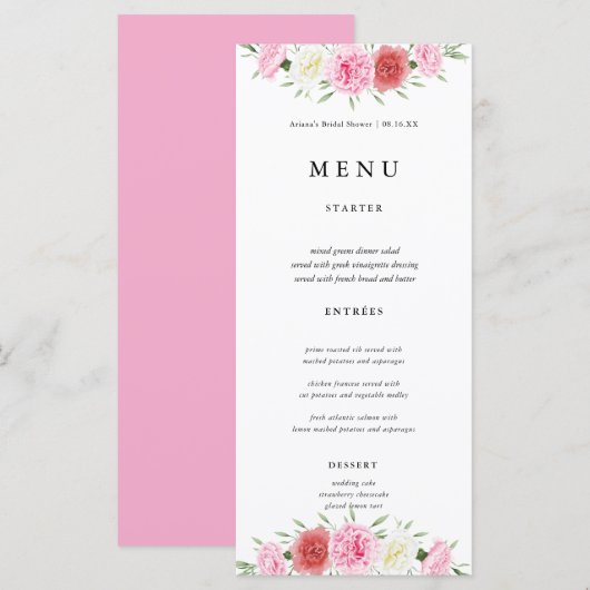 Floral Eucalyptus Wedding Menu Kaarten (Voorkant / Achterkant)
