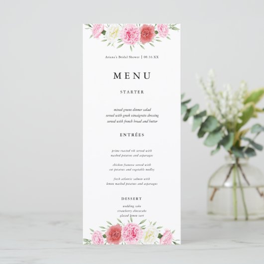 Floral Eucalyptus Wedding Menu Kaarten (Staand voorkant)