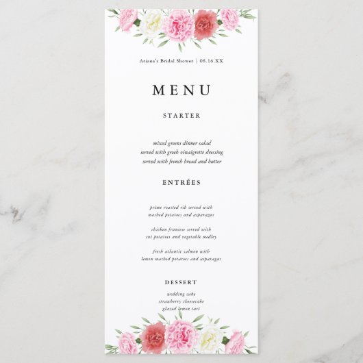 Floral Eucalyptus Wedding Menu Kaarten (Voorkant)