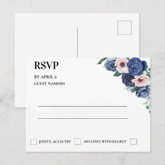 Floral Eucalyptus Wedding RSVP Kaart (Voorkant / Achterkant)