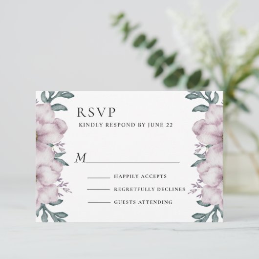 Floral Eucalyptus Wedding RSVP Kaartje (Staand voorkant)