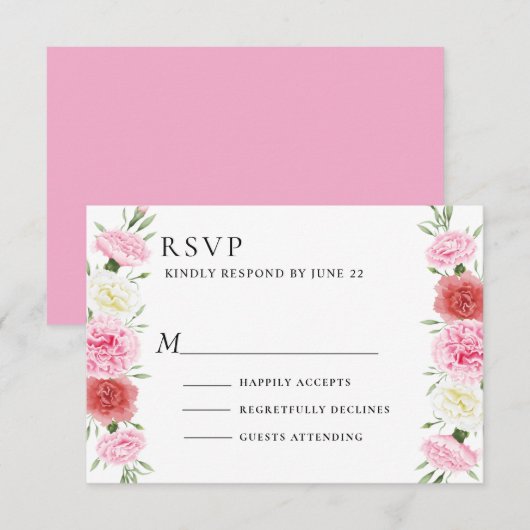 Floral Eucalyptus Wedding RSVP Kaartje (Voorkant / Achterkant)