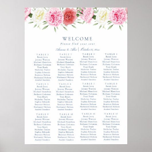 Floral Eucalyptus Wedding Zitting Grafiek Poster (Voorkant)
