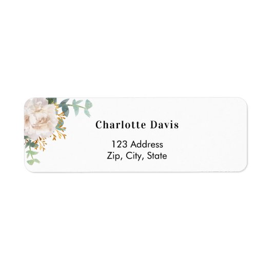 Floral eucalyptus white return address label (Voorkant)