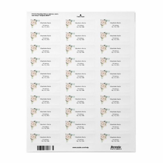 Floral eucalyptus white return address label (Full Sheet)