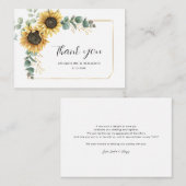 Floral Eucalyptus Zonnebloem Bruiloft Dank u Notitiekaartje (Voorkant / Achterkant)