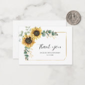 Floral Eucalyptus Zonnebloem Bruiloft Dank u Notitiekaartje (Voorkant / Achterkant in situ)