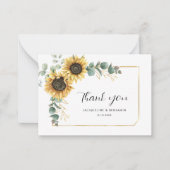 Floral Eucalyptus Zonnebloem Bruiloft Dank u Notitiekaartje (Voorkant)