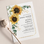 Floral Eucalyptus Zonnebloem Vrijgezellenfeest Inv<br><div class="desc">Creëer een moderne Sunflower Floral Bridal Shower-uitnodigkaart met deze schattige sjabloon met prachtige rustige florale bouquet met moderne eenvoudige typografie. TIP: Overeenkomende trouwsuite-kaarten zoals RSVP,  trouwprogramma's,  banners,  tapestry,  cadeaubonnen,  labels,  borden en andere bruiloft-keepsakes en -godies zijn beschikbaar in het collectie hieronder met dit ontwerp.</div>